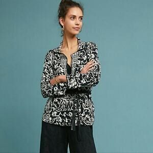 Ett.twa Anthro Reversible Intarsia Black and White Knit Single Button Blazer S